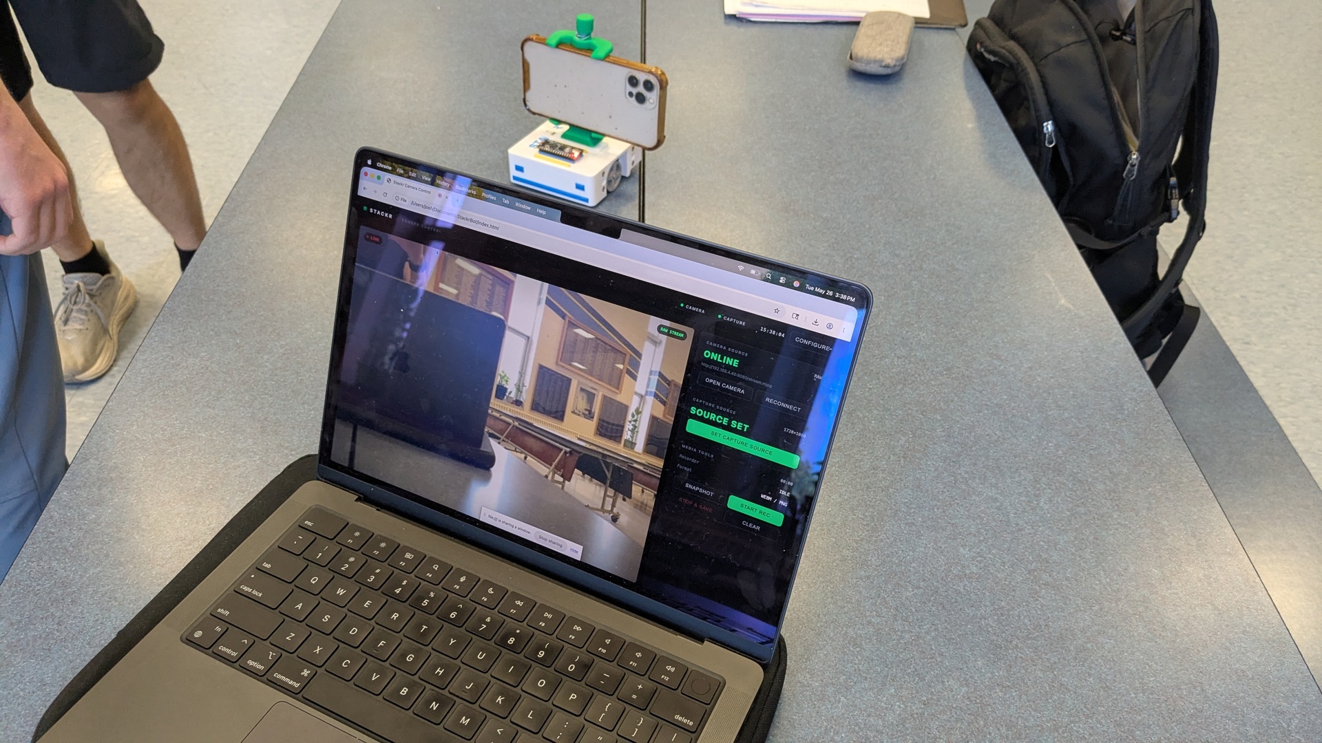 Web control of a phone camera on Stackr